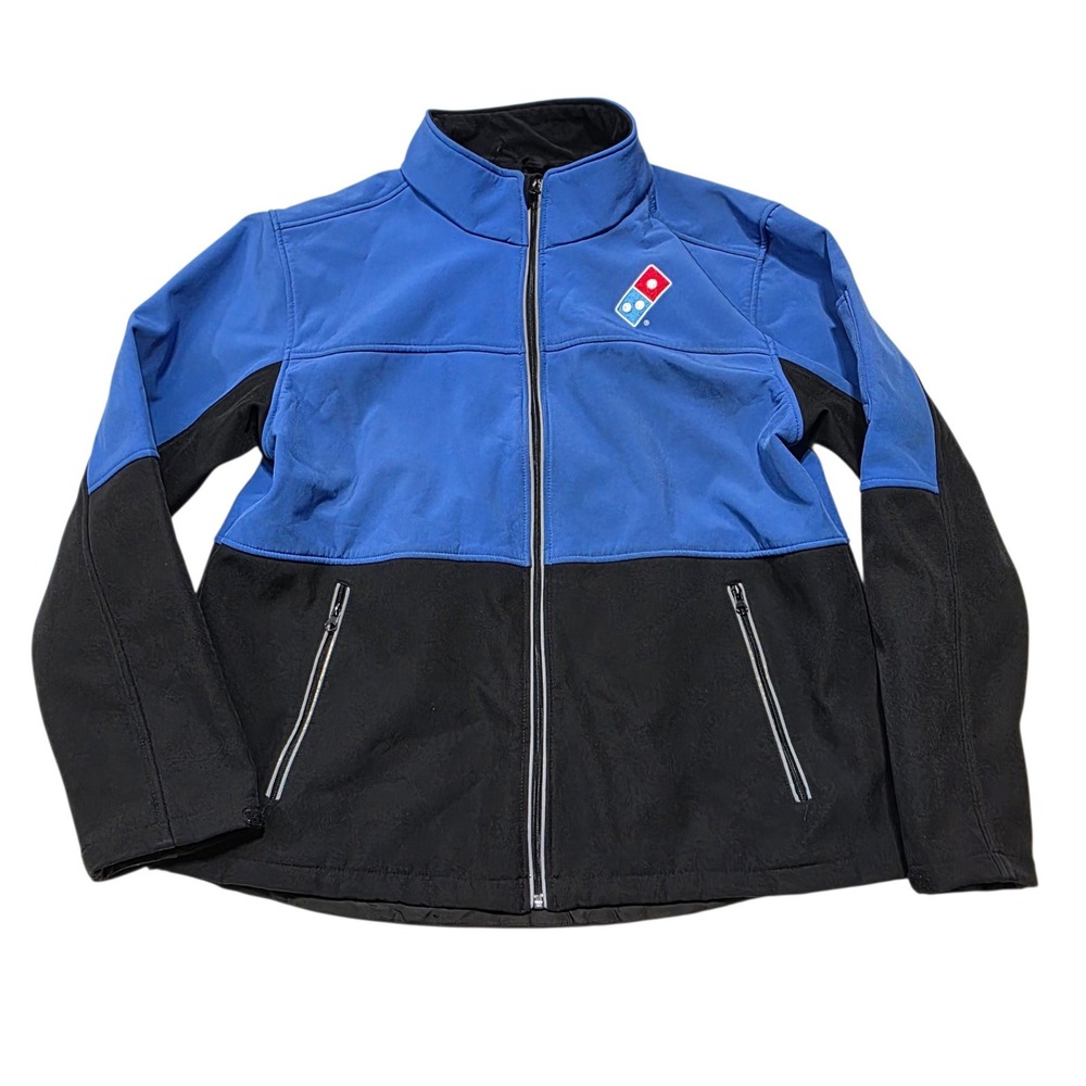 Domino's Gear Softshell Full Zip Jacket Men XL Blue Black Polyester Spandex